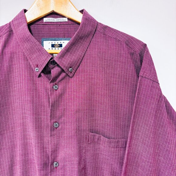 JOSEPH ABBOUD | Burgundy micro-stripe shirt | Classic cotton | Men's XXL * - Picture 3 of 8